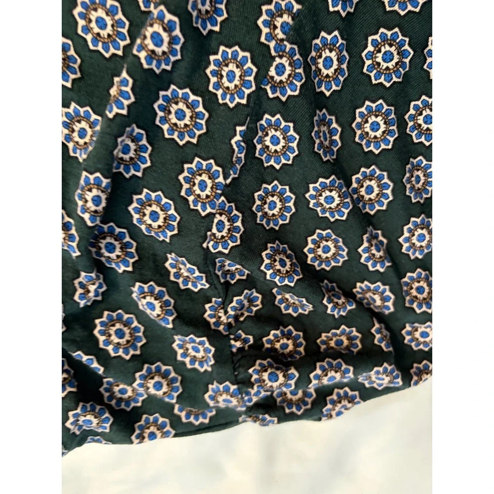 Boden T1295 Womens Green Floral Medallion Square Neck‎ Wrap Front Top US 10